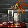 Bixuan Vases Clear Hammered Glass Cube Vase Golden Rim Decor Modern Rectangle Candleholder Table Accent Centerpieces 8x20cm