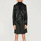 Belt with Metal Buckles Leather Jacket Fashion Clothing for Women