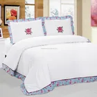 100% polyester plain flower embroidery bedding set bed sheet factory
