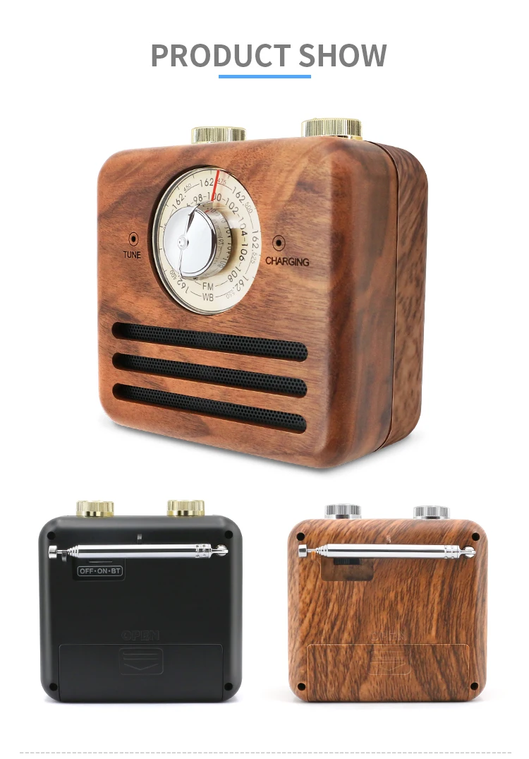 Wireless Wooden Speaker Portable Am Fm bluetooth Radio