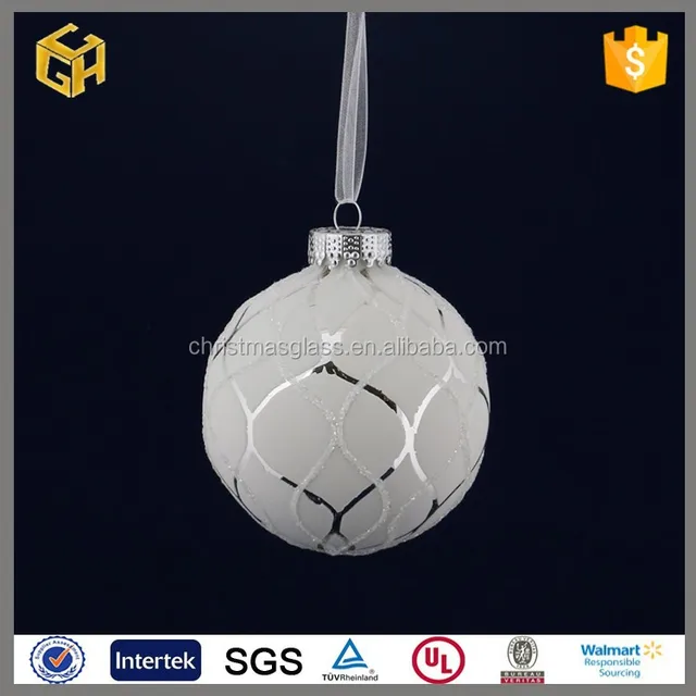 shiny white christmas ornament beads balls,glass ball to hang