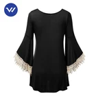 Perfect design women long sleeve dressy tunic shirts tops