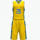 Cheapest custom fashion logo uniform color yellow basketball jersey design