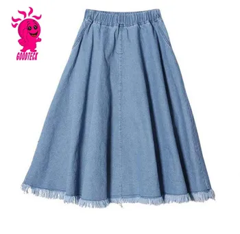 long blue jean skirts