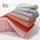Crinkle Georgette Chiffon Women Head warp Hijab Scarf with Solid Color