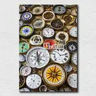 Wholesale Oil painting modern art Clocks and Compass printed on canvas for home decor