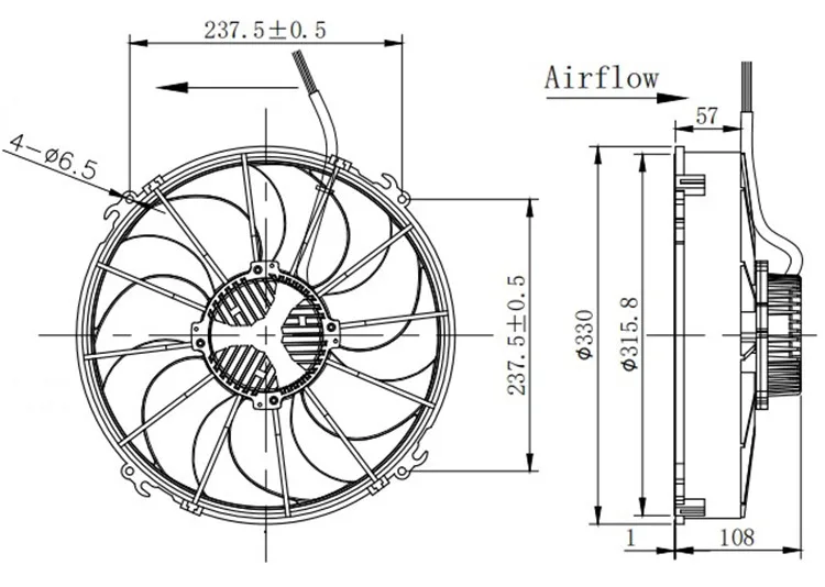 Brushless Radiator, 24V, 12inch, 400W - detail 2
