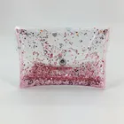 glitter shiny luxury eco fashion transparent handmade custom print travel clear pvc makeup cosmetic bag