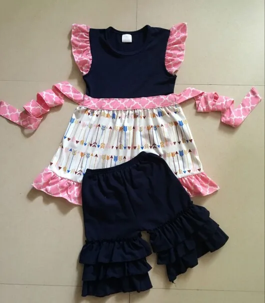夏春ニット生地子供服セット美しいブティック赤ちゃん女の子デザイン写真衣装セット仕入れ・メーカー・工場