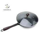 Hot Selling Cast Iron Chinese Kitchen Wok 32cm Cast iron Cookware Wok Pan With Glass Lid