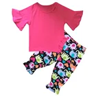 Lovely kids clothing summer short and top set 2017 children clothes ruffle sets