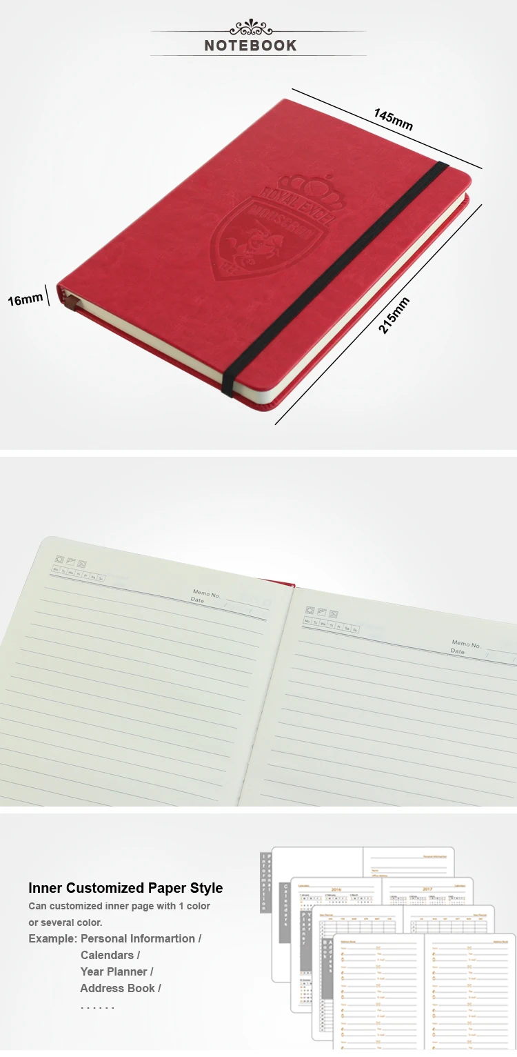 promotional items plain color pu leather notebook gift box set