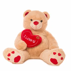 valentine day gift teddy bear plush toy with a red heart