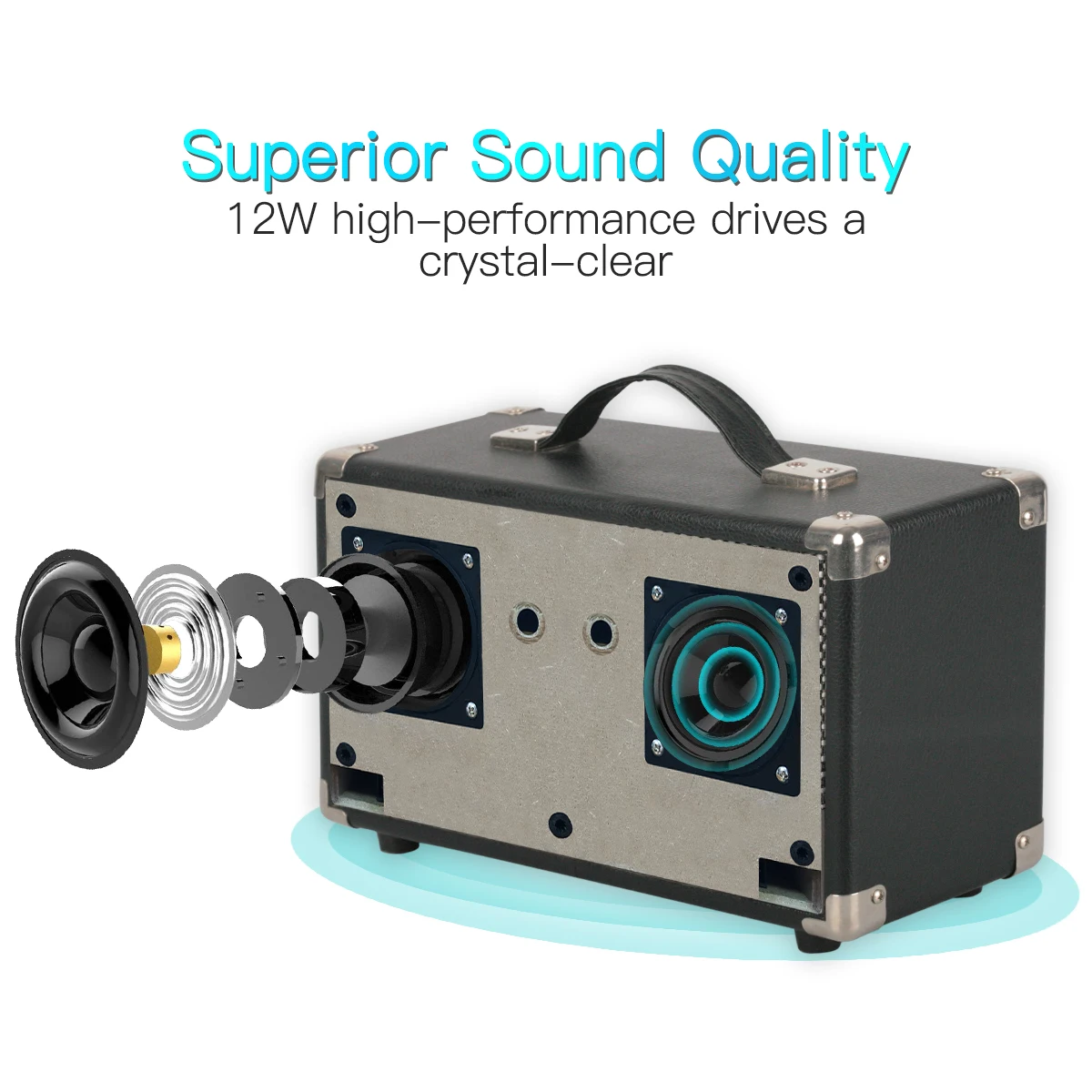 Wireless BT V4.0 Portable Stereo Suitcase Retro Speaker with HD Sound and Bass Aux in Tremble Portable Wireless Speaker - ANKUX.COM