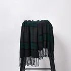 2019 winter women cashmere like cotton scarf tartan check woolen tassel scarf