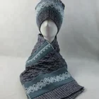 High quality attractive soft custom cheap jacquard stipe knit hat pom pom beanie and scarf snood neck warmer