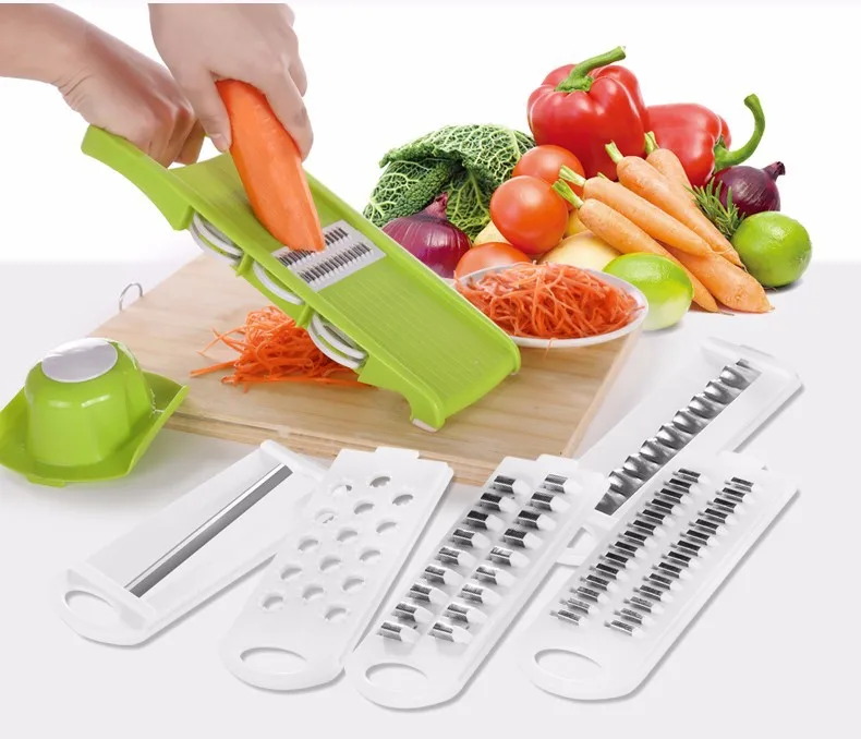 Mandoline Slicer With 6 Interchangeable Stainless Steel Blades, Vegetable Grater