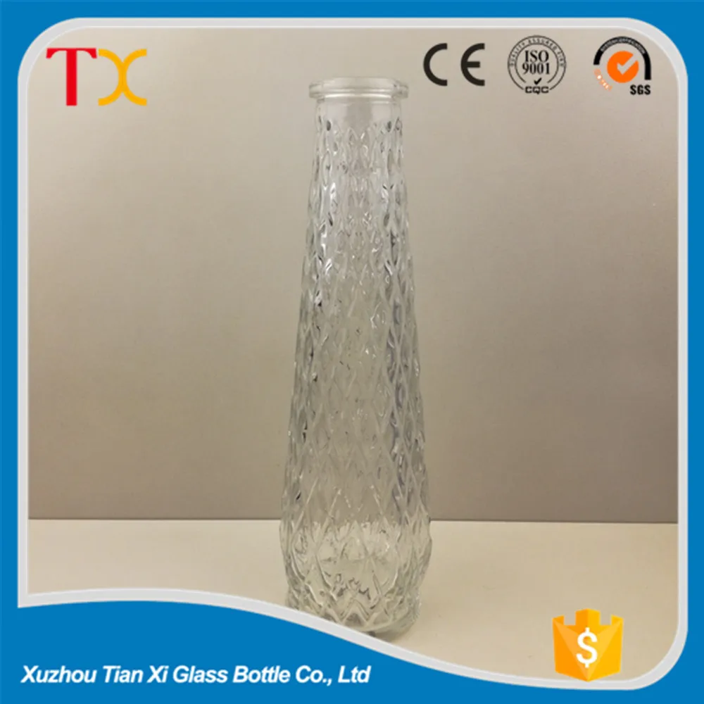 cheap clear embossed tall glass vases wholesale