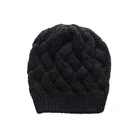 Common 100% acrylic black winter knitting beanie hat from China