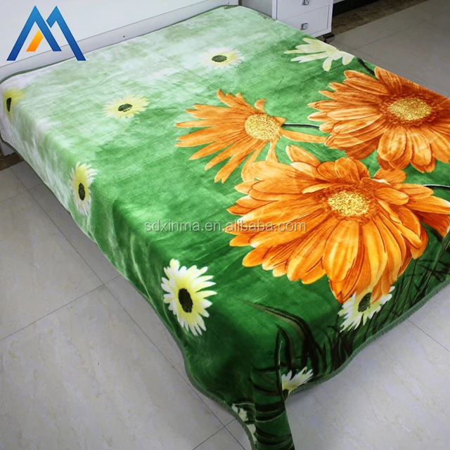 High quality cheap green purple fleece throw blanket