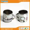 New style promotional custom metal plate color glaze mug