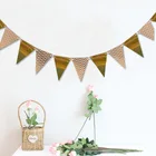 Gold Wave Paper Banner bunting paper Flag Wedding birthday baby shower Party Decor Home Room Backdrop Kids Gifts Supplies