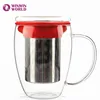 Promotional Christmas Gift Novelty Glass Tea Infuser Cup For Loose Leaf Tea