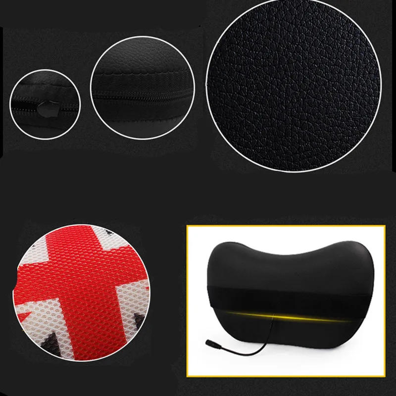 Portable Car Headrest, PU & Hood Car Seat Cushion Cushion Head Massager Electric Lumbar Neck Warmer (17)