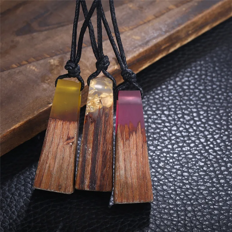 Fashion Hand Wood Resin Necklace Pendant Men And Women Applicable