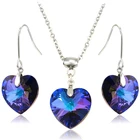 65255 xuping love heart purple set fine jewelry, crystals from swarovski