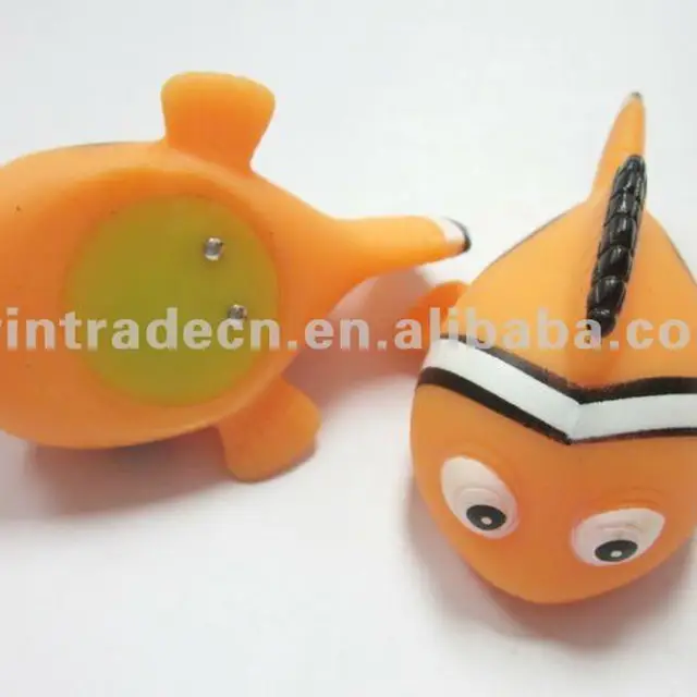 orange nemo fish toy, rubber flashing clown fish