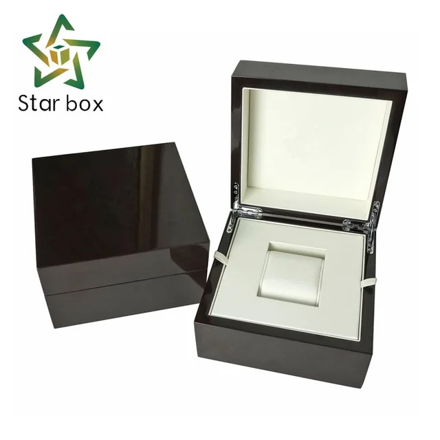 custom piano black glossy lacquer mdf wooden watch gift box for