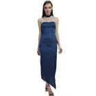 Sexy women elegant off shoulder body corn dress one-piece navy satin wrap dresses open back maxi dress