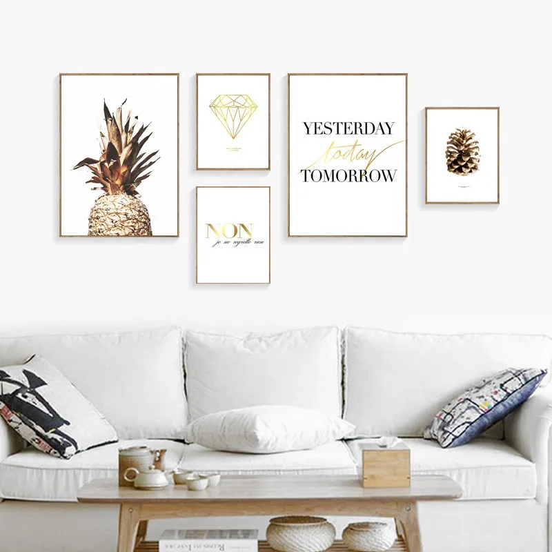 Nordic-Poster-Wall-Frame-Gold-Cactus-Posters-And-Prints-Pineapple-Wall-Art-Canvas-Painting-Wall-Pictures (3)