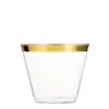 100 Plastic Cups 9 Oz Gold Plastic Cups Old Fashioned Tumblers Gold Rimmed Plastic Cups for Party Decorations