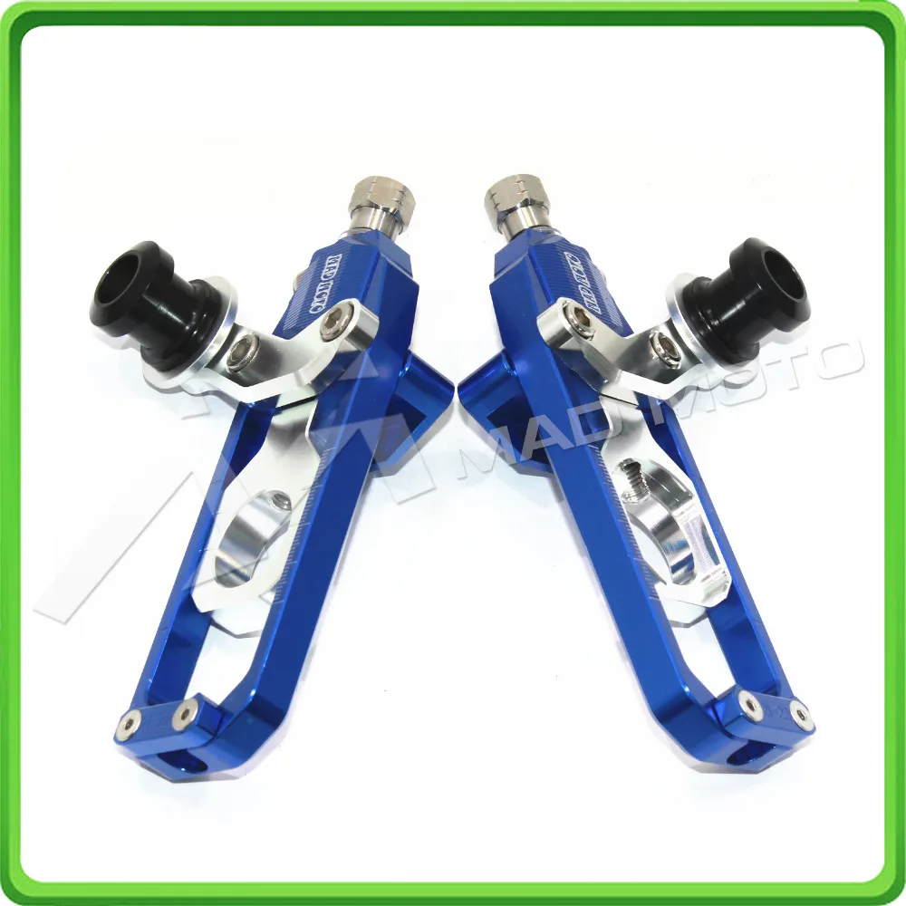 Motorcycle Chain Tensioner Adjuster with paddock bobbins for Kawasaki ninja ZX10R ZX-10R 2011 2012 2013 2014 2015 Blue&Silver (3)