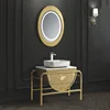 Luxury 39 Inch Metal Frame Stainless Steel Bathroom Vanity