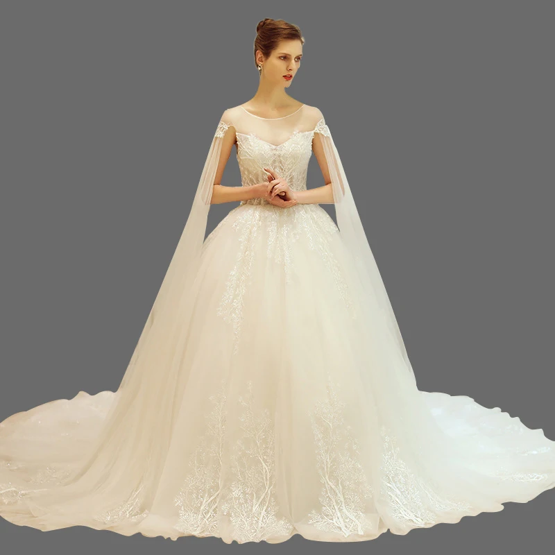 bridal gown with cape