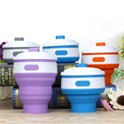 Portable Solid Color Foldable Gargle Cup Drinking Water Silicone Collapsible Coffee Cups For Outdoor Travel