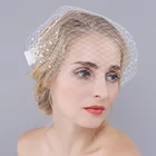 O920 Short pearl wedding veil headpiece handmade bridal veil hijab bridal birdcage sexy veil mask