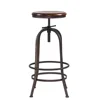 antique iron metal legs outdoor wooden plate seat adjustable swivel bar chair stool