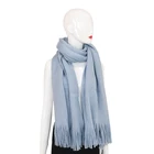 wholesale fashion sky blue men acrylic long tassel winter soft knitting scarf