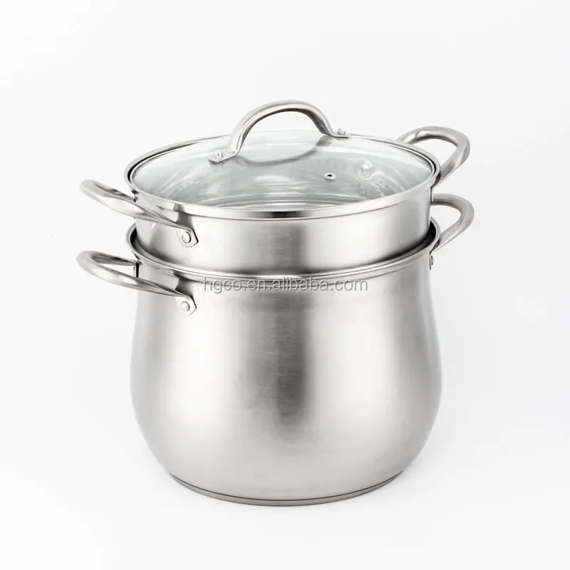HG wholesales high quality ss 304 stainless steel soup pot with steamer