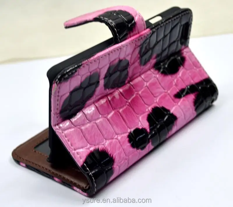 Pink Crocodile Pattern Top Grade Flip Wallet Leather Phone Case For Lenovo P90 With Plaid Pattern Lining