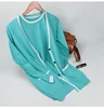 Hot sell spring single breasted custom light blue cotton open cardigan sweater japan