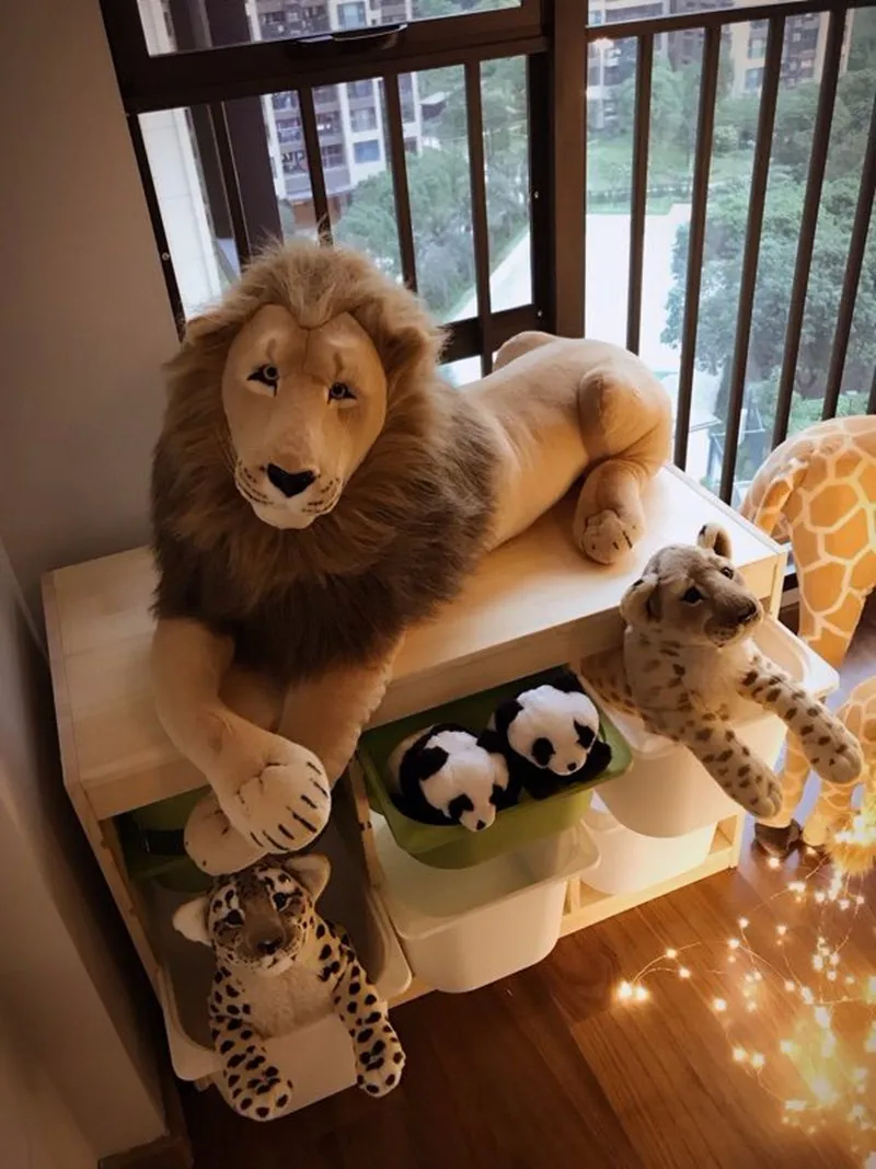 Dorimytrader Soft Stuffed Animals Tiger Plush Toys Pillow Animal Lion Peluche Kawaii Doll Realistic Leopard Cotton Girl Brinquedo Toys Christmas Gift For Children DY61864 (20)