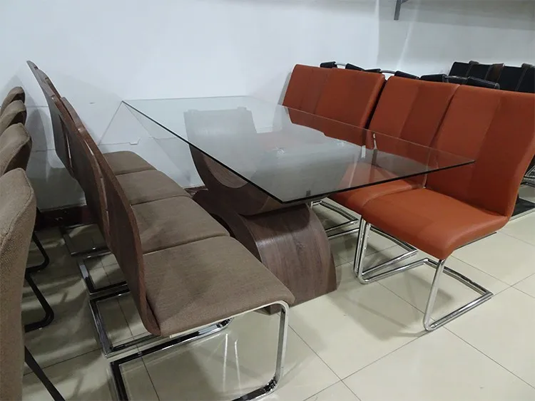 2016 diseño de lujo rectángulo moderno de 8 plazas mesa de comedor ... Vidrio comedor diseño