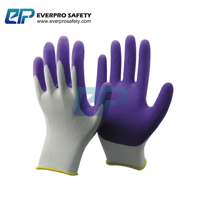 13G Polyester /Nylon Liner Latex Crinkle Foam Coated Working Glove EN388:2121X