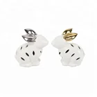 Popular product cheap price hand curved home decor ceramic rabbit ornaments for easter