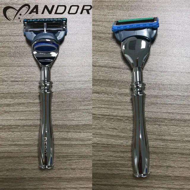 label high quality zinc alloy handle shaving razor 3 blades